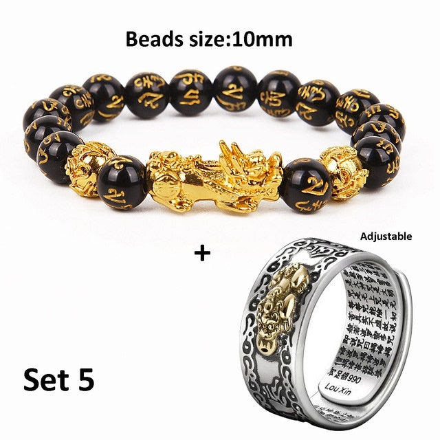 Unisex Chinese Feng Shui Pixiu Bracelet Ring