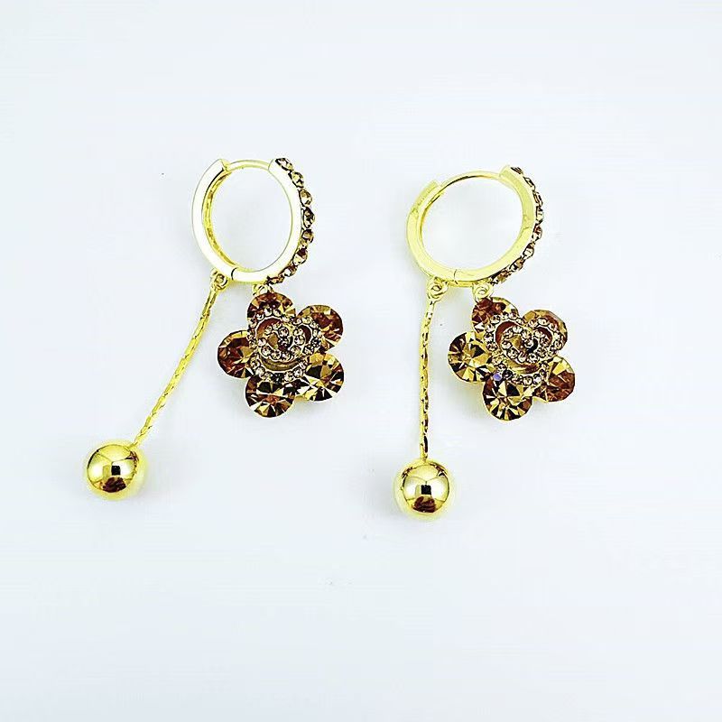 Brown Crystal Rose Earrings For Women