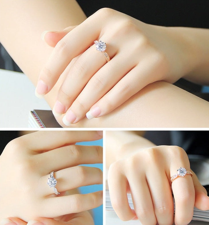 Temperament luxury simulation diamond ring wedding