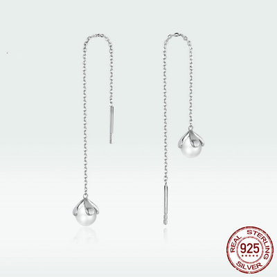 Platinum-Plated Pearl Girls Earrings