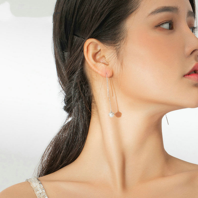 Platinum-Plated Pearl Girls Earrings