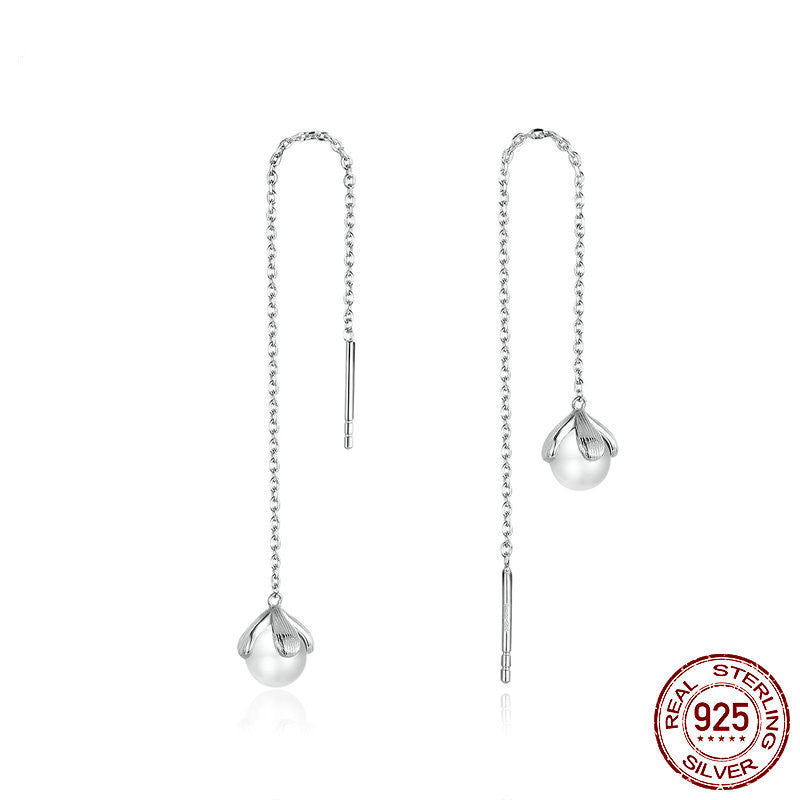 Platinum-Plated Pearl Girls Earrings