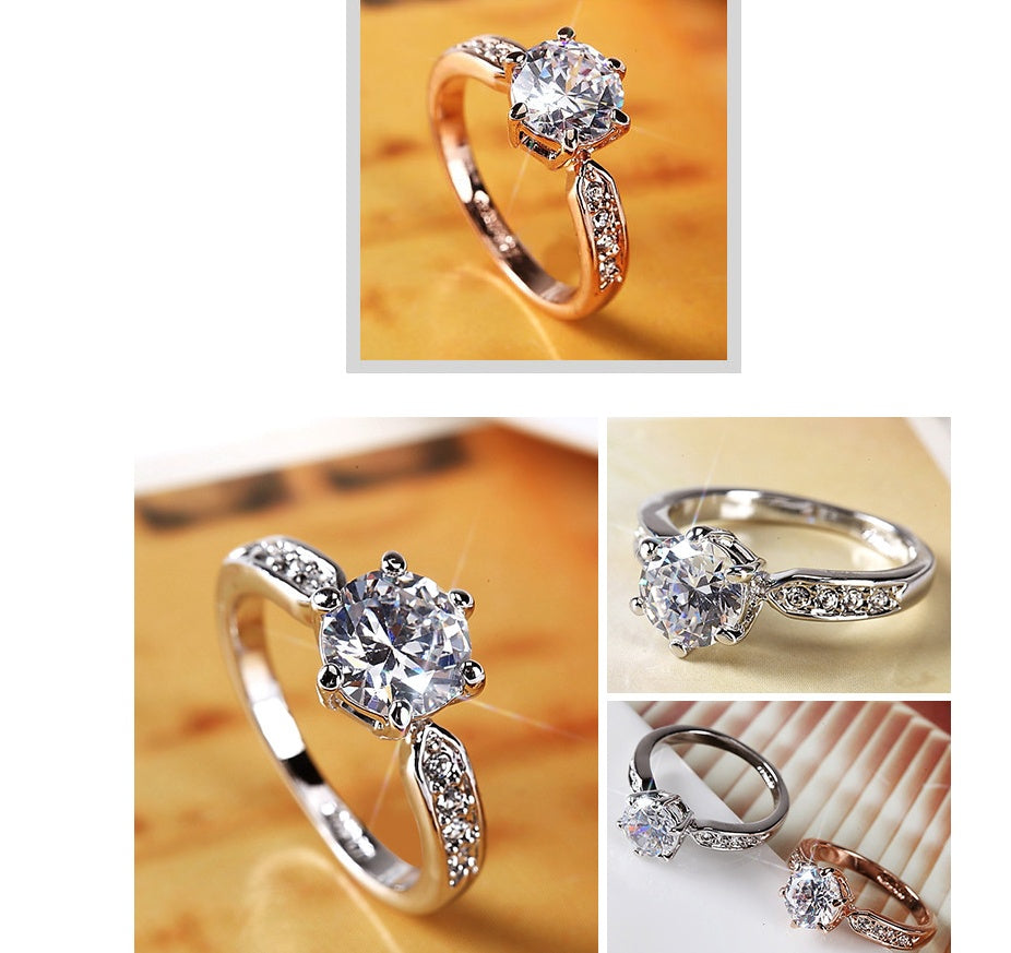 Temperament luxury simulation diamond ring wedding