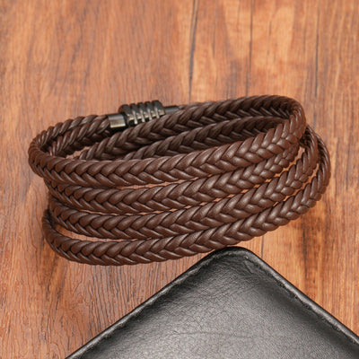 Fashion Multi-layer Woven Bracelet Leather Men