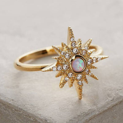 Retro alloy star ring