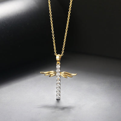 Angel Wings Cross Necklace