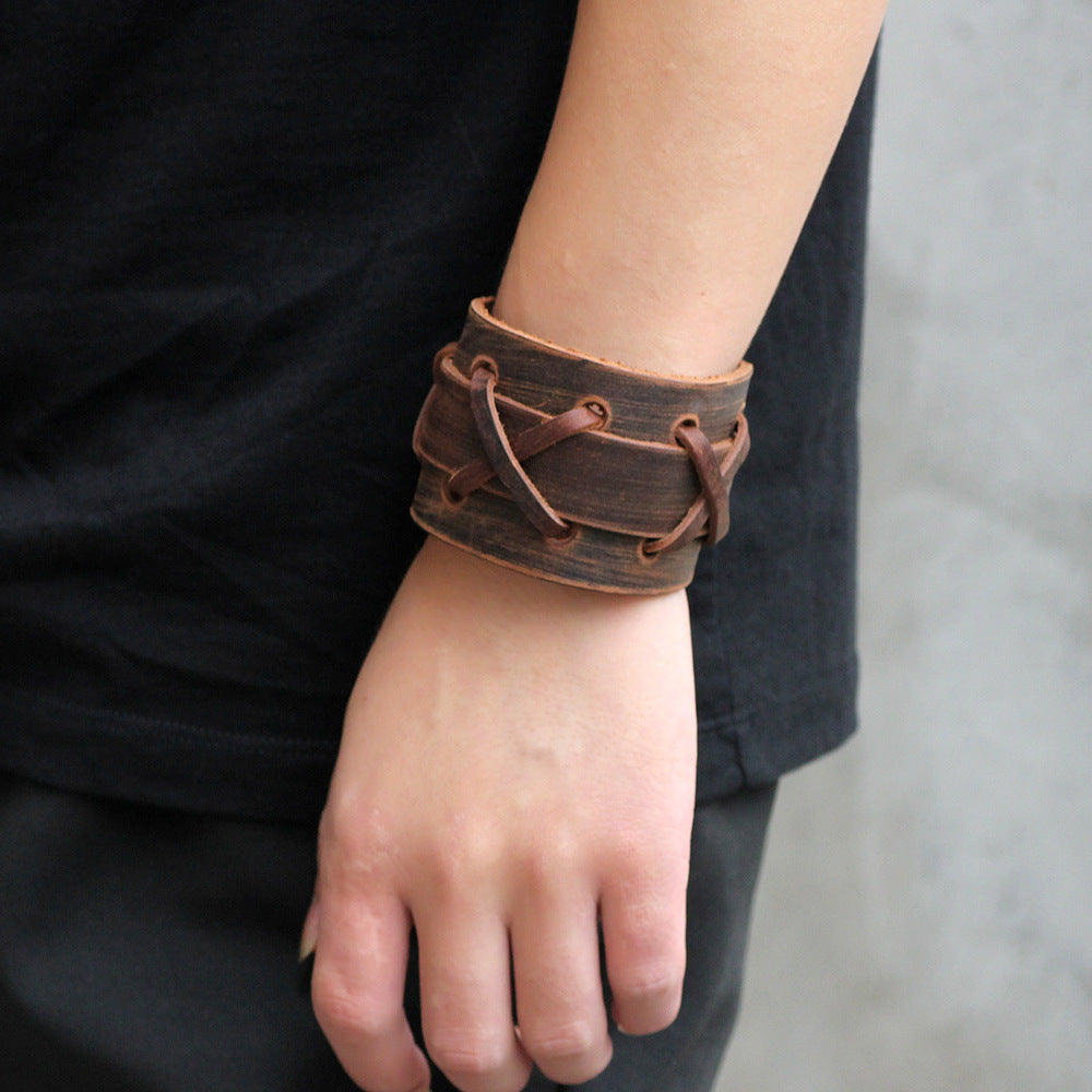 Punk vintage leather bracelet