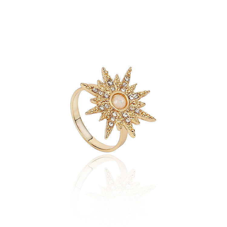 Retro alloy star ring