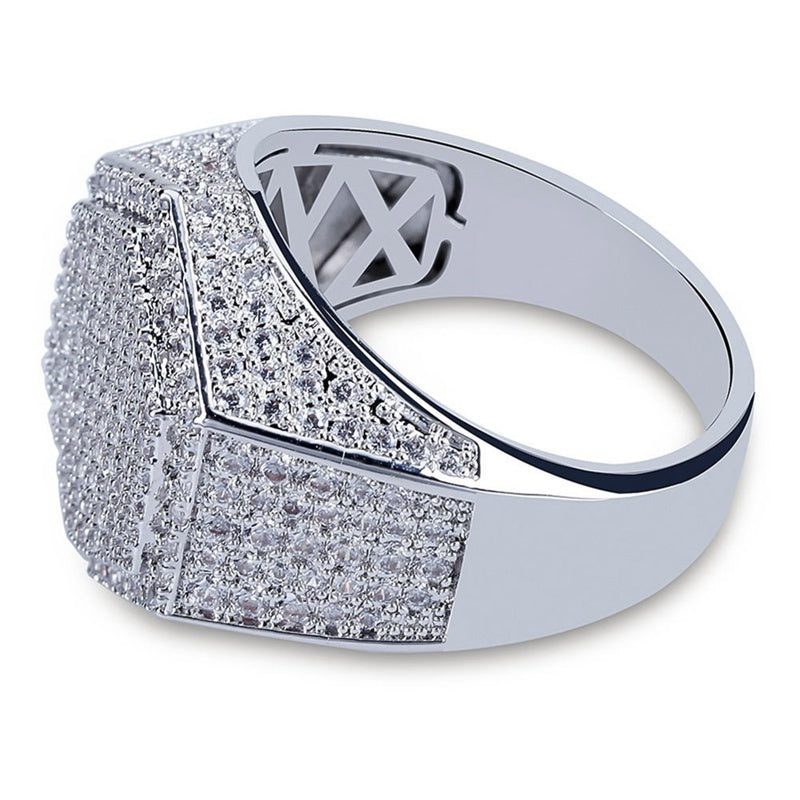 Hip Hop Man Ring Micro Pave CZ Silver Ring