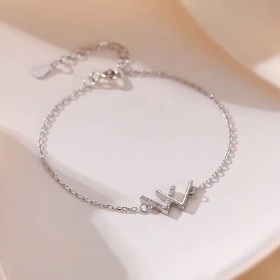 Sterling Silver W Letter Bracelet Women's Simple Niche