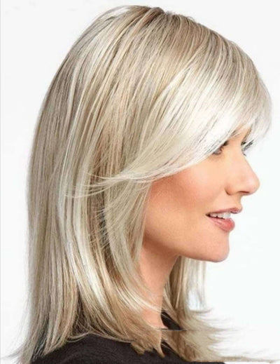 Medium Long Hair Platinum Highlights Brown