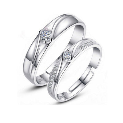 Simple Personality S925 Sterling Silver Couple Ring