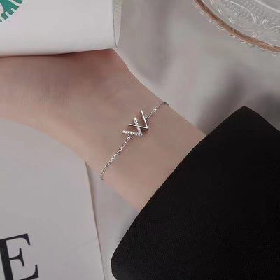 Sterling Silver W Letter Bracelet Women's Simple Niche