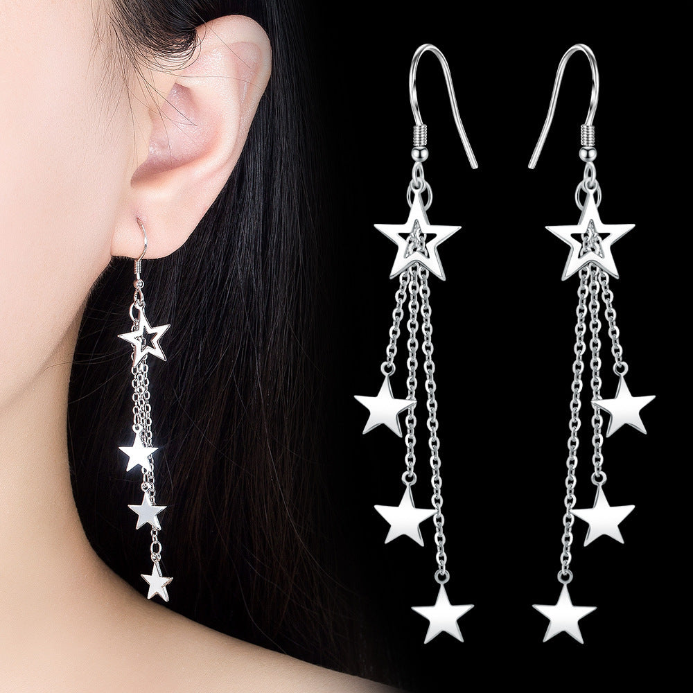 Elegant Pentagram Tassel Earrings For Women