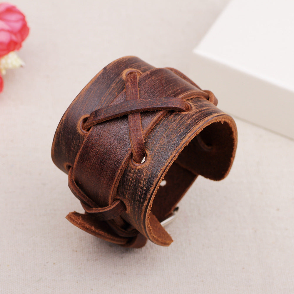 Punk vintage leather bracelet