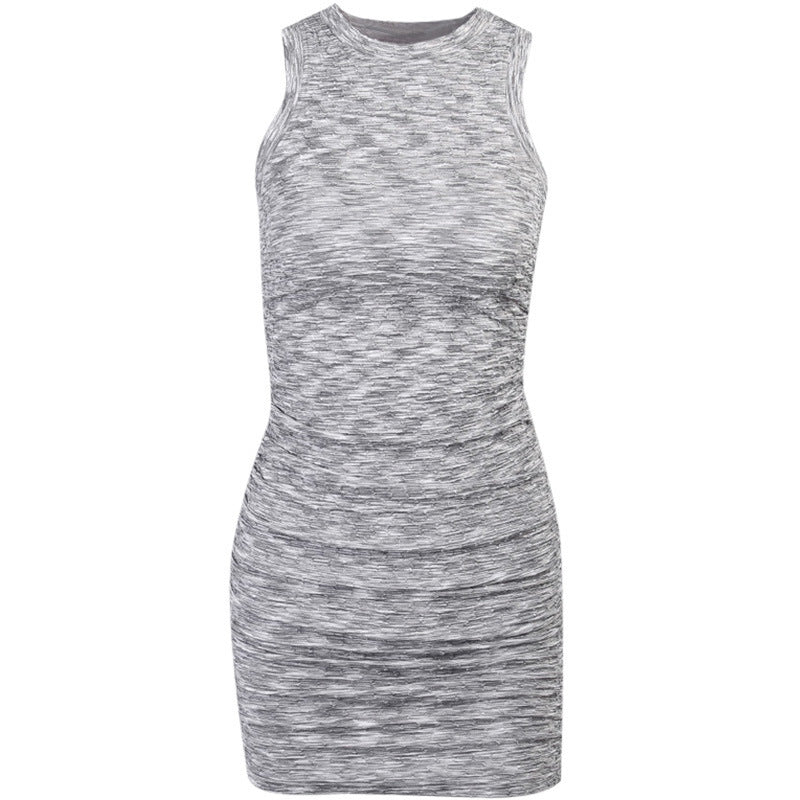 Sexy Slim Embossed Sleeveless Hip Professional Dress