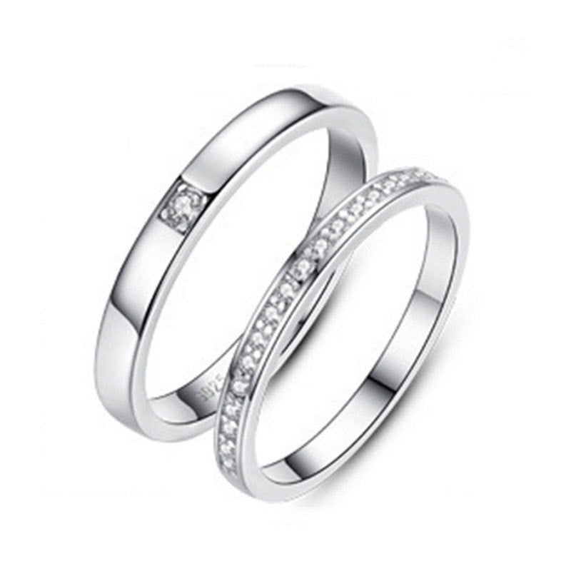 Simple Personality S925 Sterling Silver Couple Ring