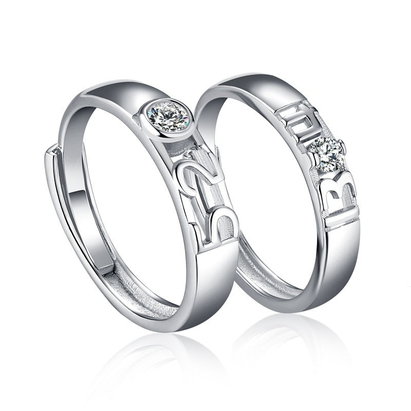 Simple Personality S925 Sterling Silver Couple Ring