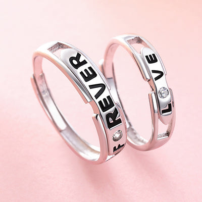 Simple Personality S925 Sterling Silver Couple Ring