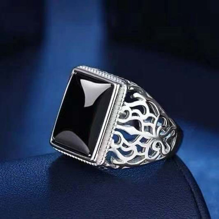 Silver Plated Black Onyx Men Ring