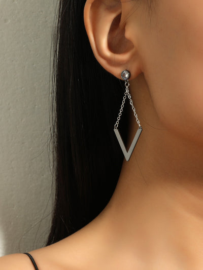 Zircon Earrings Simple Personality Long Elegant