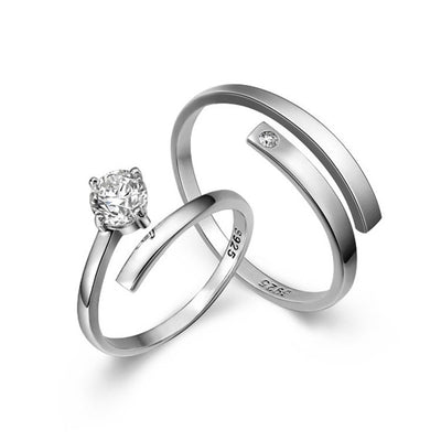 Simple Personality S925 Sterling Silver Couple Ring