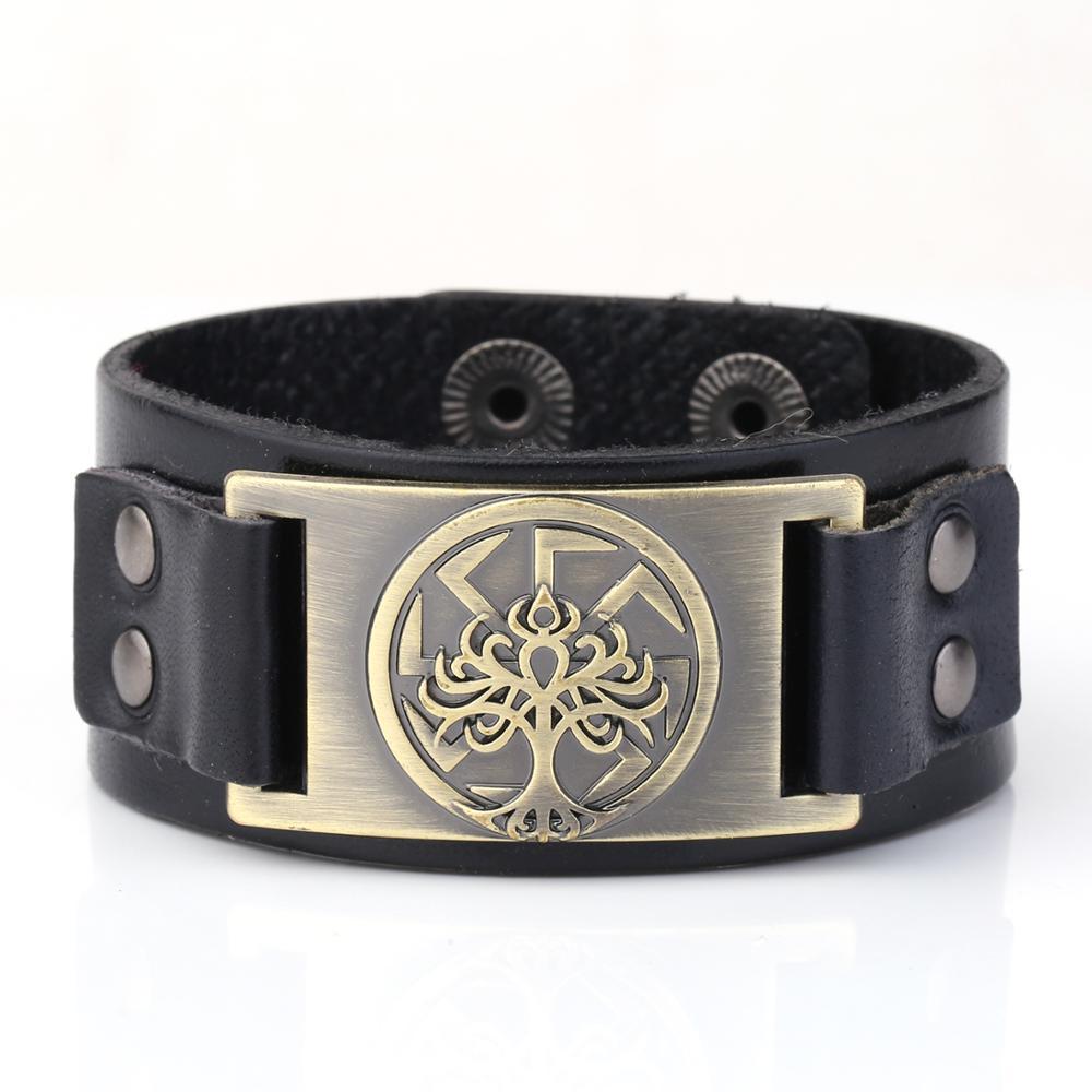 European And American Popular Domineering Fashion Lucky Tree Brown Leather Bracelet Adjustable