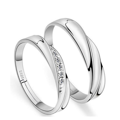 Simple Personality S925 Sterling Silver Couple Ring