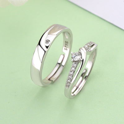 Simple Personality S925 Sterling Silver Couple Ring