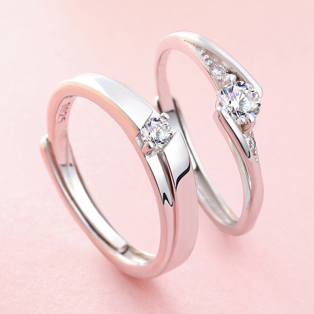 Simple Personality S925 Sterling Silver Couple Ring