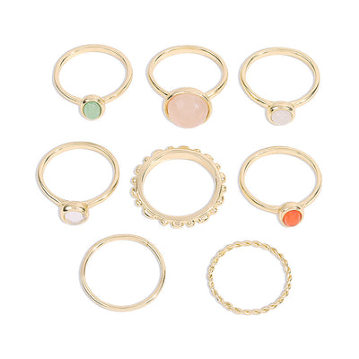 Colorful Stone Metalic Finger Rings Joint