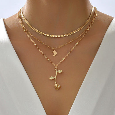 Bohemia Multilayer Moon Gold Color Pendant