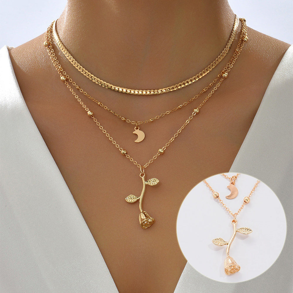 Bohemia Multilayer Moon Gold Color Pendant