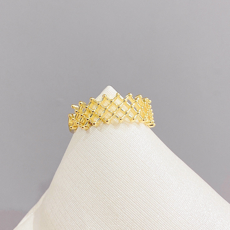 Real Gold Color-preserving Electroplated Mesh Ring