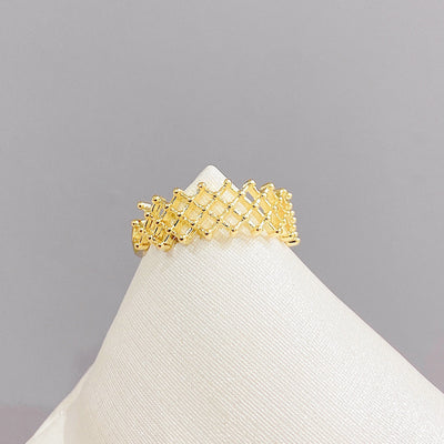 Real Gold Color-preserving Electroplated Mesh Ring