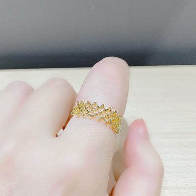 Real Gold Color-preserving Electroplated Mesh Ring