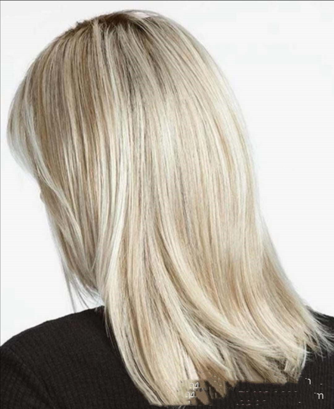 Medium Long Hair Platinum Highlights Brown