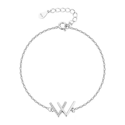 Sterling Silver W Letter Bracelet Women's Simple Niche