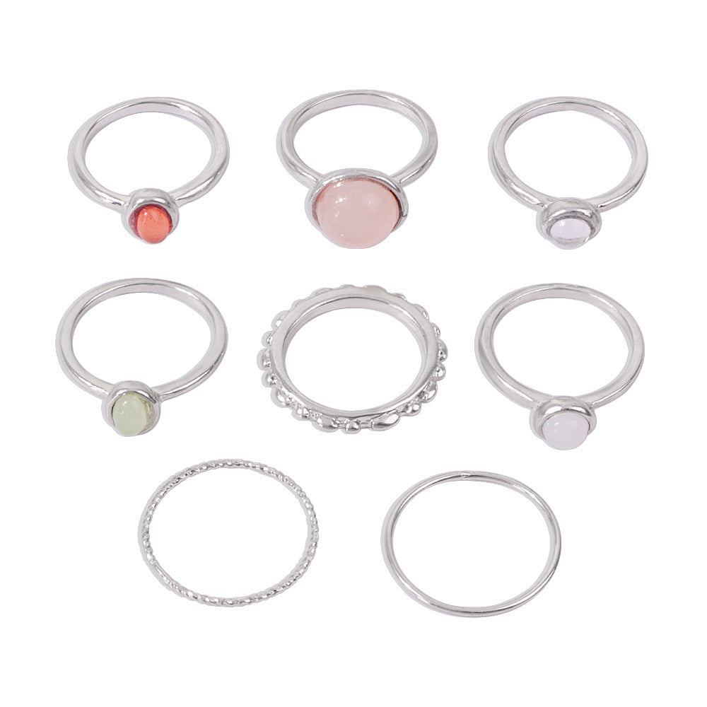 Colorful Stone Metalic Finger Rings Joint