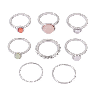 Colorful Stone Metalic Finger Rings Joint