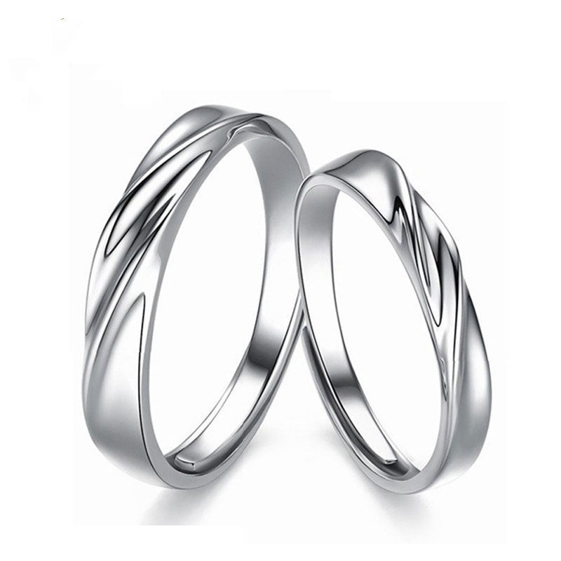 Simple Personality S925 Sterling Silver Couple Ring