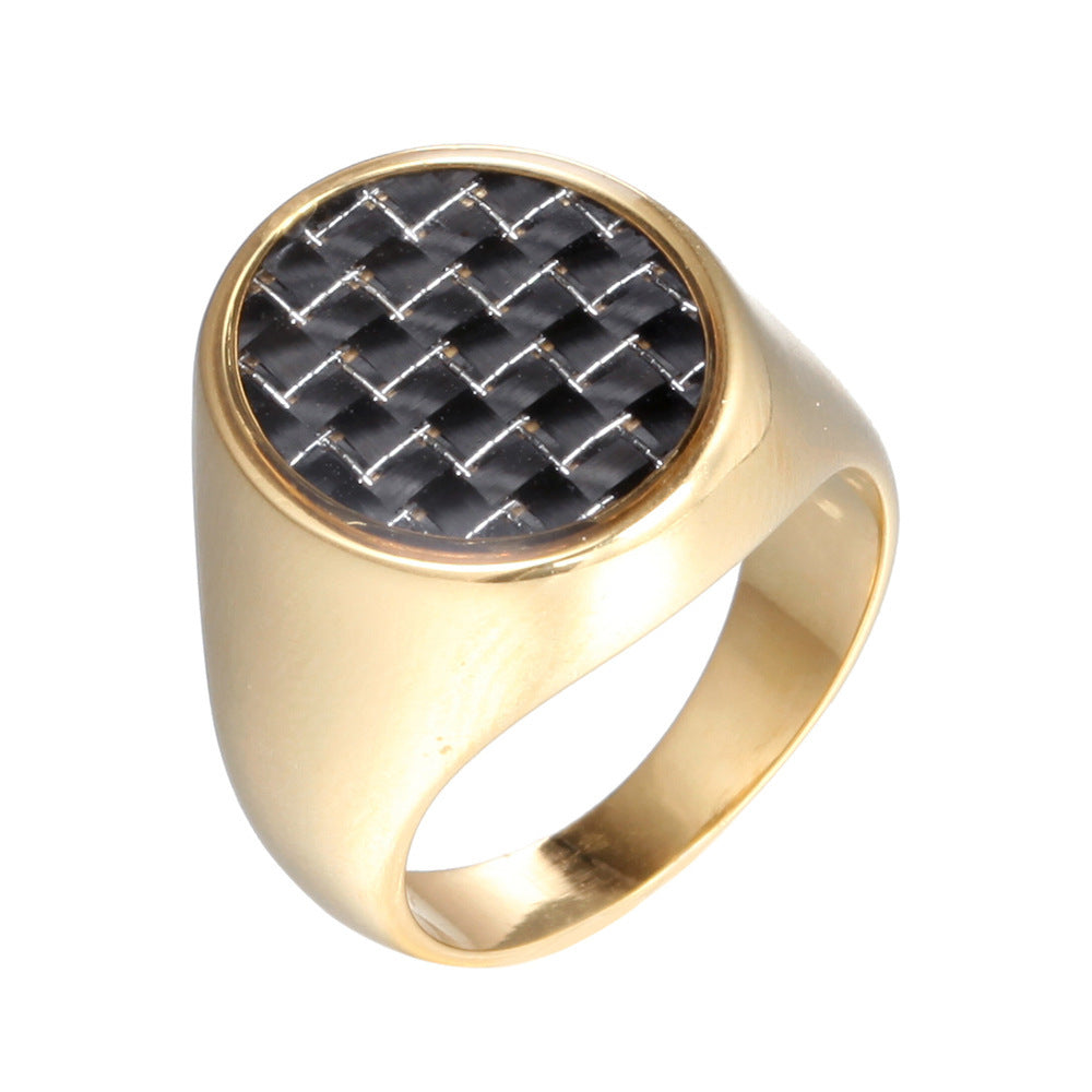 Popular Retro Carbon Fiber Titanium Steel Rings For Men And Women