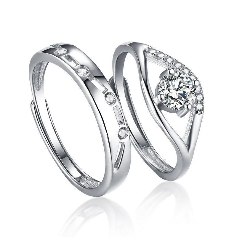 Simple Personality S925 Sterling Silver Couple Ring