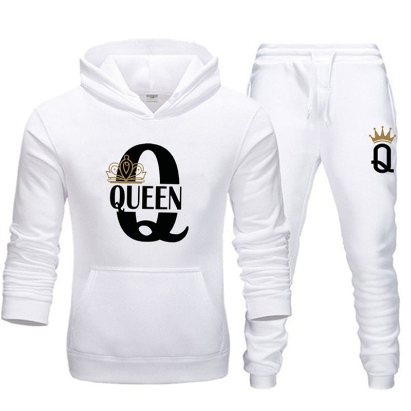 Men's Hoodie KING QUEEN Loose Casual Hooded Printed Couple Suit