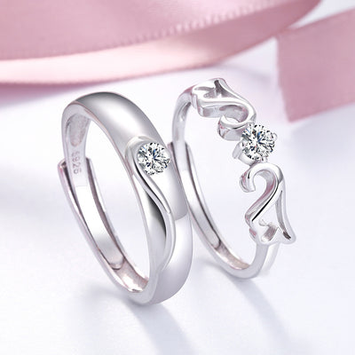 Simple Personality S925 Sterling Silver Couple Ring