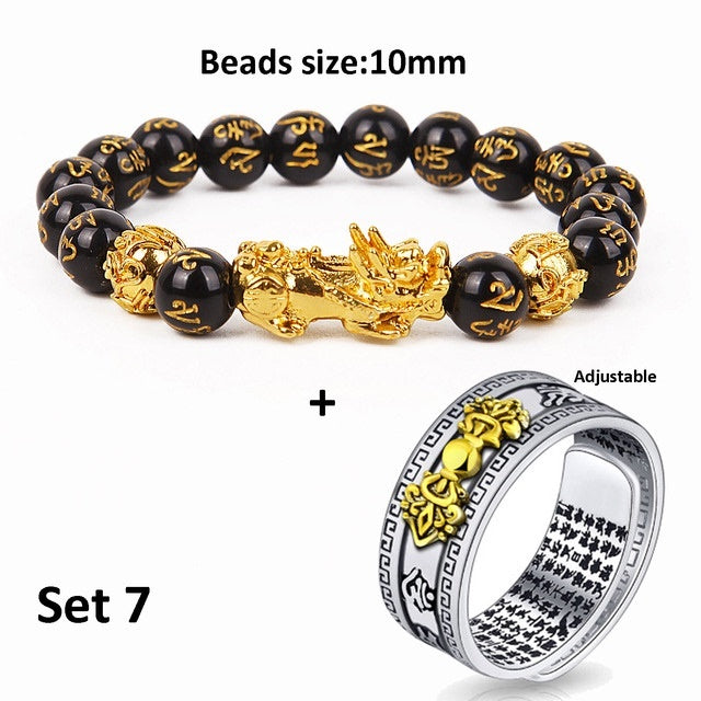 Unisex Chinese Feng Shui Pixiu Bracelet Ring