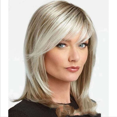 Medium Long Hair Platinum Highlights Brown