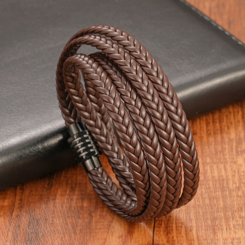 Fashion Multi-layer Woven Bracelet Leather Men