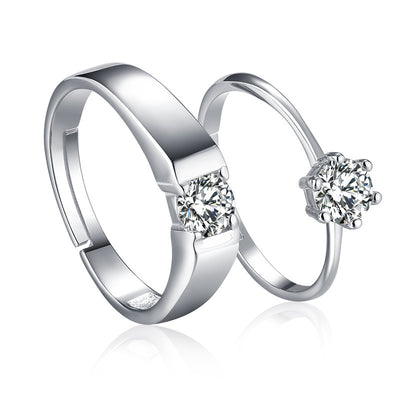 Simple Personality S925 Sterling Silver Couple Ring