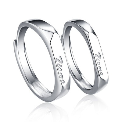 Simple Personality S925 Sterling Silver Couple Ring